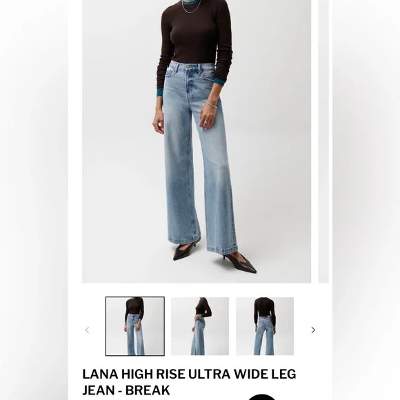 Lana High Rise Ultra Wide Leg Jeans - Light Blue - Picture 1 of 4